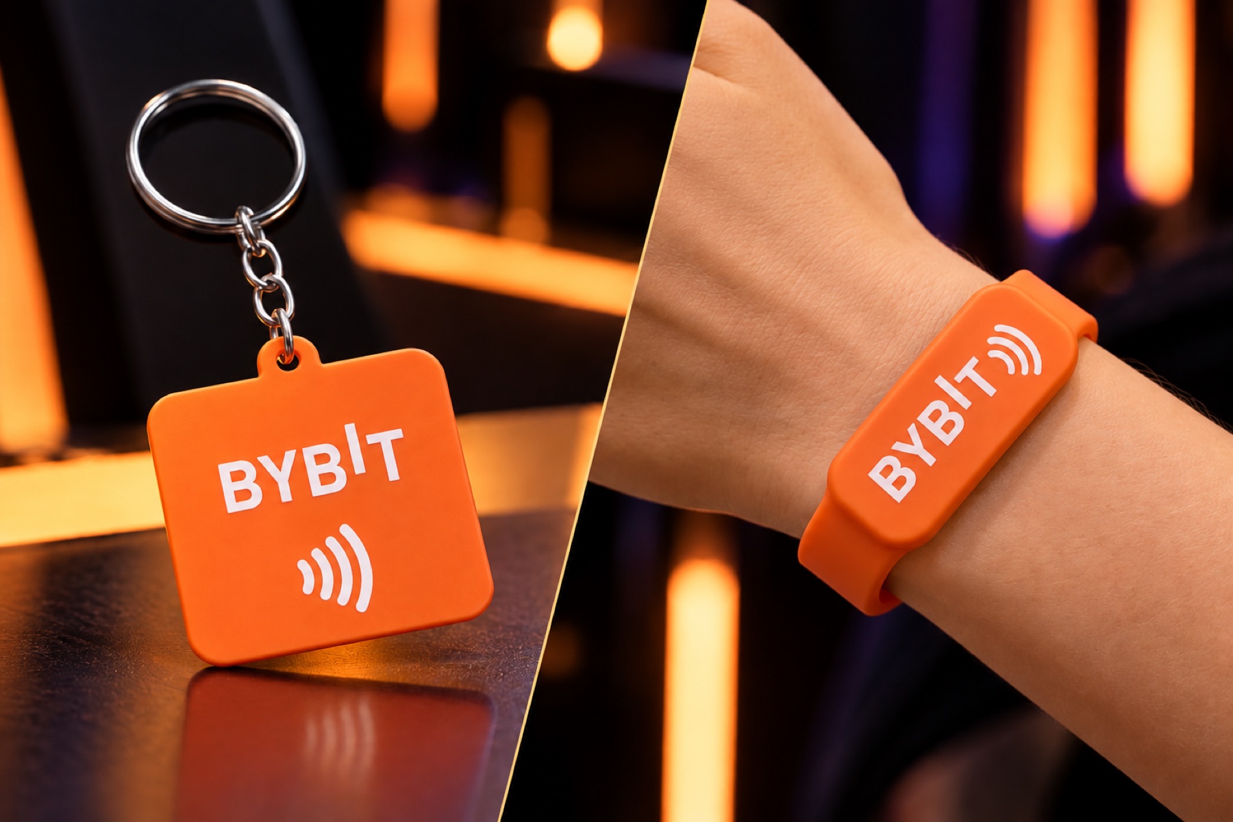 Bybit NFC keychain and wristband options